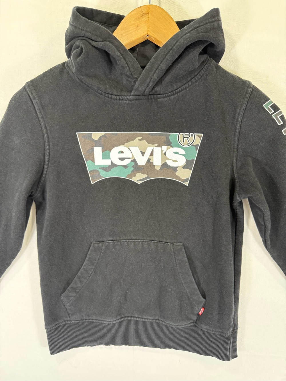 Levi's Kids Black Pullover Hoodie with Camo Logo